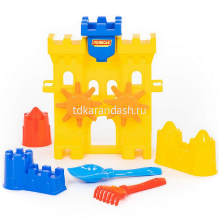 Набор д/песка №466 (мельница "Крепость", лопатка №5, грабельки №5, 3 формочки) 45102 от магазина "Карандаш"