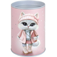 Копилка-подставка д/канц.принадлежностей "Городские кошечки" 10,5х7,5см, металл, розовая 69370 от магазина "Карандаш"