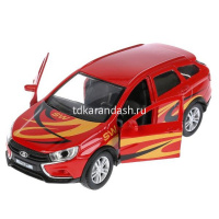Машина "Lada Vesta SW Cross" красная, инерционная, металл 12см (открывающиеся двери) от магазина "Карандаш"