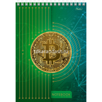 Блокнот А5 80л "Биткоин" без линовки на спирали, 3D фольга, матовая ламинация, 2 дизайна 055059 от магазина "Карандаш"