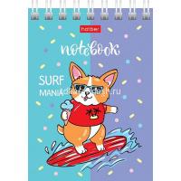 Блокнот А7 40л "Забавные корги" клетка, на спирали, 6 дизайнов 40Б7В1гр от магазина "Карандаш"