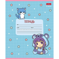 Тетрадь А5 12л клетка "Девочки аниме" на скобе 5 дизайнов 12Т5В1/086025 от магазина "Карандаш"