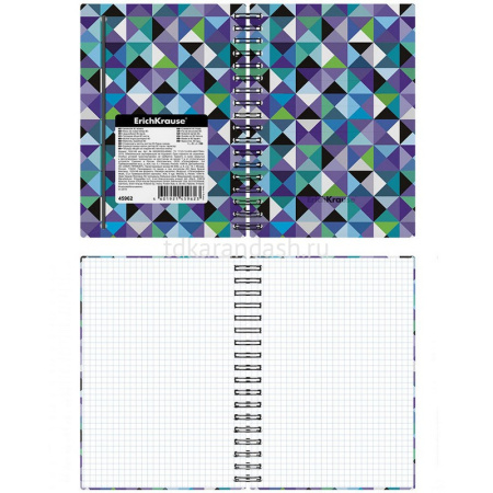 Блокнот А6 80л клетка "Cubes" на спирали, пластиковая обложка, на резинке 45962 от магазина "Карандаш"