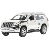 Машина "Toyota Prado Хром" серебро, инерционная, металл 12см (открывающиеся двери) PRADO-SL-CH-WOD от магазина "Карандаш"
