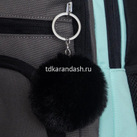 Рюкзак 30х39х20см, 760гр, 3 отделения, 4 кармана, черный/мятный, с брелком RG-562-2/1 от магазина "Карандаш"