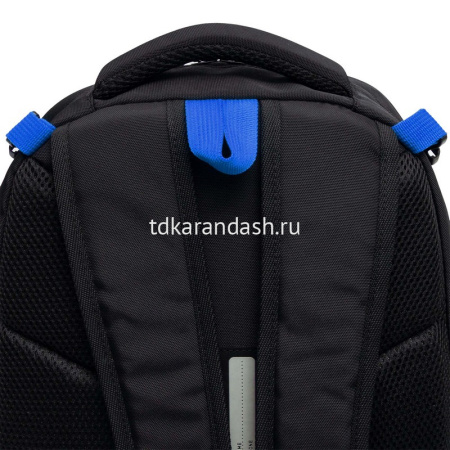 Рюкзак 28х39х17см 943гр, 2 отделения, 3 кармана, с сумкой для обуви, черный/синий RB-458-1/1 от магазина "Карандаш"