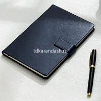 Бизнес-блокнот A5 96л клетка, искусственная кожа, магнитная застежка, синий EN138G/BlUE от магазина "Карандаш"