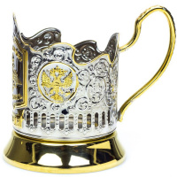 Подстаканник "Отечество Долг Честь" со стаканом, позолоченный, в подарочном футляре 740051 от магазина "Карандаш"