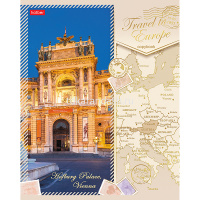 Тетрадь А5 48л клетка "Путешествие в Европу" на скобе 3D фольга матовая ламинация 5 дизайнов 050497 от магазина "Карандаш"