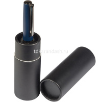 Ручка-роллер "Sorrento" 0,7мм синяя, синий матовый металлический корпус, Soft Touch, в футляре от магазина "Карандаш"