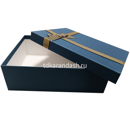 Коробка подарочная с бантом "Синяя" 29х21х9,5см, картон 11489-24 от магазина "Карандаш"