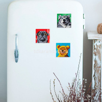 Алмазная мозаика 9х9см "Мемные песики" 3шт. на магните полная выкладка ALVM-304 от магазина "Карандаш"