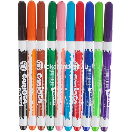 Фломастеры 10 цветов "Fabric Liner" для ткани, несмываемые, картон 42909 от магазина "Карандаш"