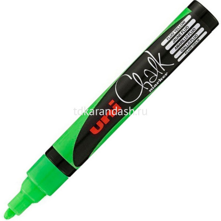 Маркер - жидкий мел "PWE-5M" флуоресцентно-зеленый, пулевидный наконечник, толщина линии 1.8-2.5мм