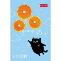 Блокнот А7 48л "Котик-апельсинка" клетка, склейка, 3-х цветный блок, 5 дизайнов 083526 от магазина "Карандаш"