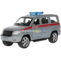 Машина "UAZ Patriot. Росгвардия" серая, инерционная, металл 12см (открывающиеся двери) от магазина "Карандаш"