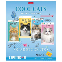 Тетрадь А5 48л клетка "Классные коты" на скобе 5 дизайнов 48Т5В1/086191 от магазина "Карандаш"