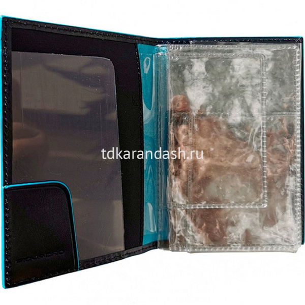 Обложка для документов "Blue Square" 13х11х3см синяя, натуральная кожа PP5256B2/BLU2 от магазина "Карандаш"