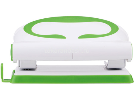 Дырокол 10л 2-отв, d-6мм, с линейкой, пластик, салатовый E0112 от магазина "Карандаш"