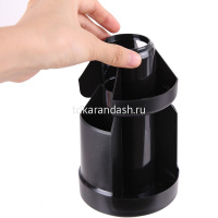 Набор настольный 11х11х17см 15 предметов, вращающийся, пластик, черный E38250A от магазина "Карандаш"