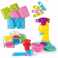 Набор д/лепки из теста 6 цветов 50гр. "Магазин мороженого" (пресс, трафареты, стаканы, формочки, лож от магазина "Карандаш"