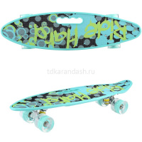 Скейтборд 60х17см, пластик, 4 колеса PU d=5,8см светятся, с ручкой U040866Y от магазина "Карандаш"