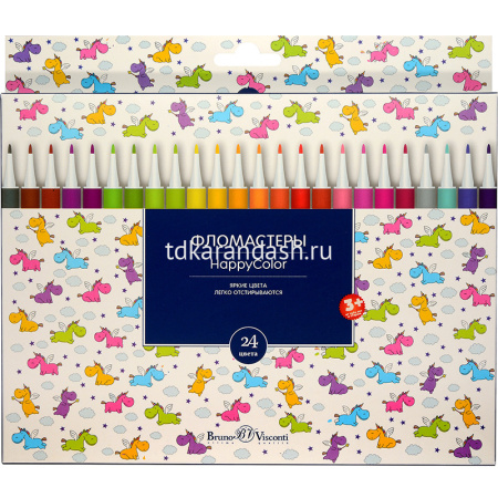 Фломастеры 24 цвета "HappyColor" картон 32-0026 от магазина "Карандаш"