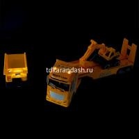 Трейлер "Автовоз" инерционный, пластик 14x58x23см + самосвал и экскаватор (свет, звук) ВВ6082 от магазина "Карандаш"