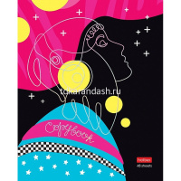 Тетрадь А5 48л клетка "Незнакомки" на скобе 3D фольга матовая ламинация 5 дизайнов 070909 от магазина "Карандаш"