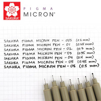 Набор капиллярных ручек 6шт "Pigma Micron" (0,2мм 0,25мм, 0,3мм, 0,35мм, 0,45мм, 0,5мм) черный PO(XS от магазина "Карандаш"