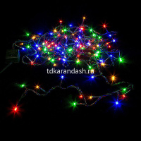 Эл/гирлянда 50 разноцветных диодов длина 5м, шнур белый, 2 режима (на батарейках) Y10685-24 от магазина "Карандаш"