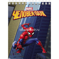 Блокнот А6 40л "Человек-паук" клетка на спирали УФ-лак 6 дизайнов 057170 от магазина "Карандаш"