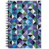 Блокнот А6 80л клетка "Cubes" на спирали, пластиковая обложка, на резинке 45962