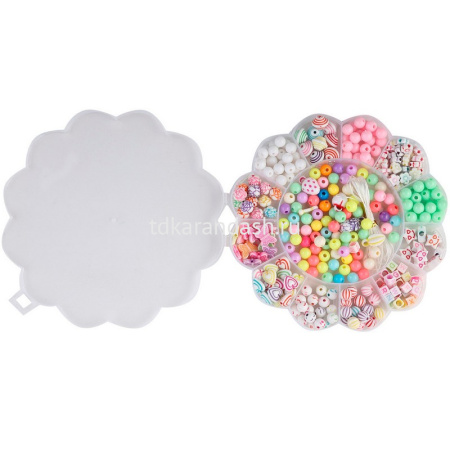 Набор бусин для творчества №8 15.5х15.5см размер ассорти, в пластиковом футляре M-20049 от магазина "Карандаш"