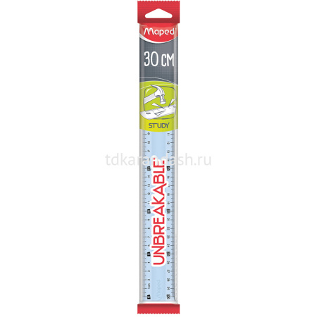 Линейка 30см "Study" суперпрочная, прозрачная, пластик, 2 цвета 245610 от магазина "Карандаш"
