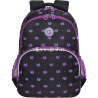 Рюкзак 27х40х20см, 812гр, 2 отделения, 3 кармана, с брелком, черный/лаванда RG-360-5/3 от магазина "Карандаш"