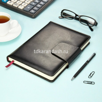 Ежедневник недатированный А5 "Prestige" 320стр., черный, искусственная кожа, магнитная застежка от магазина "Карандаш"