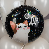 Шар воздушный 46см(18") Круг "С Днем Рождения! Котик" фольга 13489 от магазина "Карандаш"