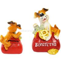 Копилка Собака с деньгами 10см 2 вида Y5456-17 от магазина "Карандаш"