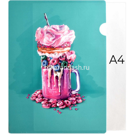 Папка-уголок "Розовый милкшейк" А4 полипропилен 0,18мм УФ-печать 65895 от магазина "Карандаш"