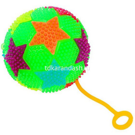 Мяч-попрыгунчик с шипами "Звезды" 7,5см на подвеске (звук) 4 цвета CQ2232