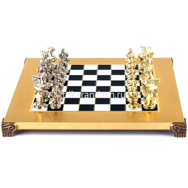 Шахматный набор "Древняя Спарта" 28х28см дерево/металл (фигуры золото/серебро) MP-S-16-28-BLA от магазина "Карандаш"