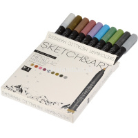 Набор маркеров "Sketch&Art" металлик 10шт, пулевидный наконечник, толщина линии 3мм 22-0097 от магазина "Карандаш"