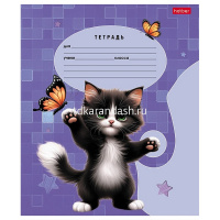 Тетрадь А5 18л линия "Черный котик" на скобе 5 дизайнов 18Т5В2/091440 от магазина "Карандаш"