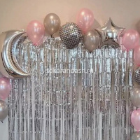 Занавес высота 2м, длина 1м, серебро, фольга Y9831-24 от магазина "Карандаш"