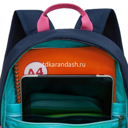 Рюкзак 38х28х18см, 500гр, 2 отделения, 2 кармана, синий, с брелком "Котята" RG-463-6/1 от магазина "Карандаш"