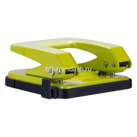 Дырокол 35л 2-отв, d-6мм, с линейкой, металл, салатовый E0138 от магазина "Карандаш"