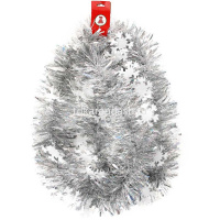 Мишура 11смх2м серебро со снежинками, пвх 377-604 от магазина "Карандаш"