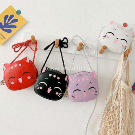 Сумочка "Кошечка" 12х10,5х4см 1 отделение, искусственная кожа, черная SD2265 от магазина "Карандаш"