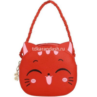 Сумочка "Кошечка" 12х10,5х4см 1 отделение, искусственная кожа, красная SD2265 от магазина "Карандаш"